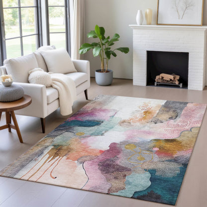 Machine Washable Indoor/Outdoor Chantille ACN2019 Blush 5' x 7'6" Rug