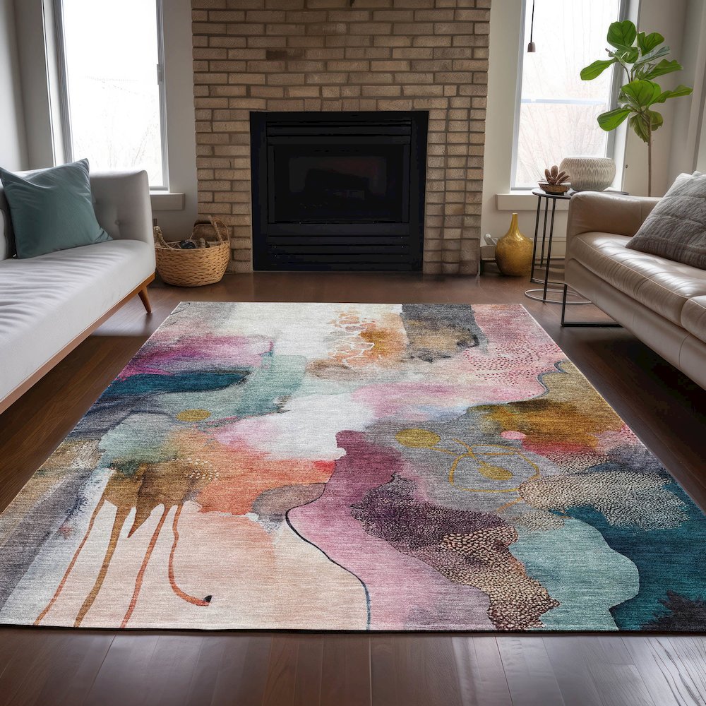 Machine Washable Indoor/Outdoor Chantille ACN2019 Blush 5' x 7'6" Rug
