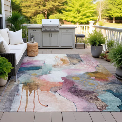 Machine Washable Indoor/Outdoor Chantille ACN2019 Blush 5' x 7'6" Rug