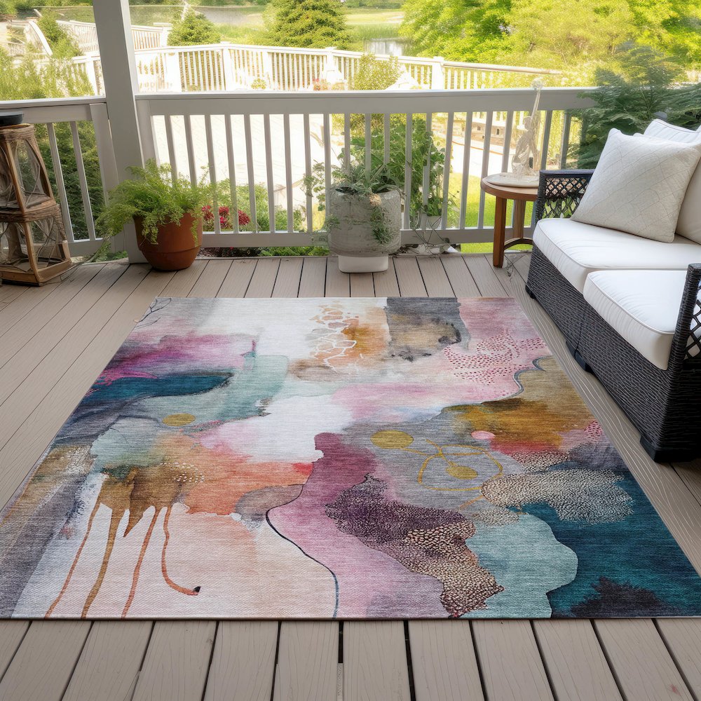Machine Washable Indoor/Outdoor Chantille ACN2019 Blush 5' x 7'6" Rug