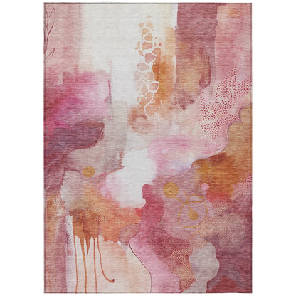 Machine Washable Indoor/Outdoor Chantille ACN2019 Pink 5' x 7'6" Rug