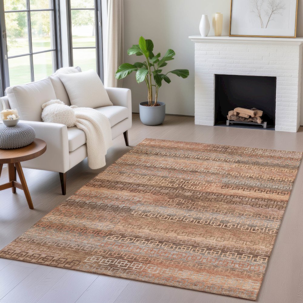 Machine Washable Indoor/Outdoor Chantille ACN2029 Copper 5' x 7'6" Rug