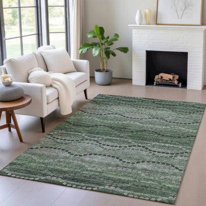 Machine Washable Indoor/Outdoor Chantille ACN2031 Olive 5' x 7'6" Rug