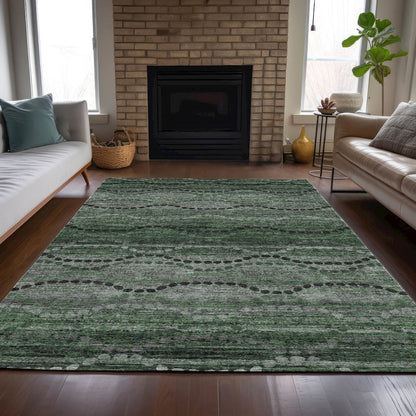 Machine Washable Indoor/Outdoor Chantille ACN2031 Olive 5' x 7'6" Rug