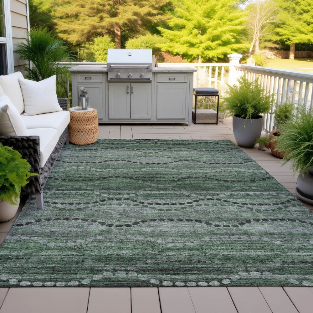 Machine Washable Indoor/Outdoor Chantille ACN2031 Olive 5' x 7'6" Rug