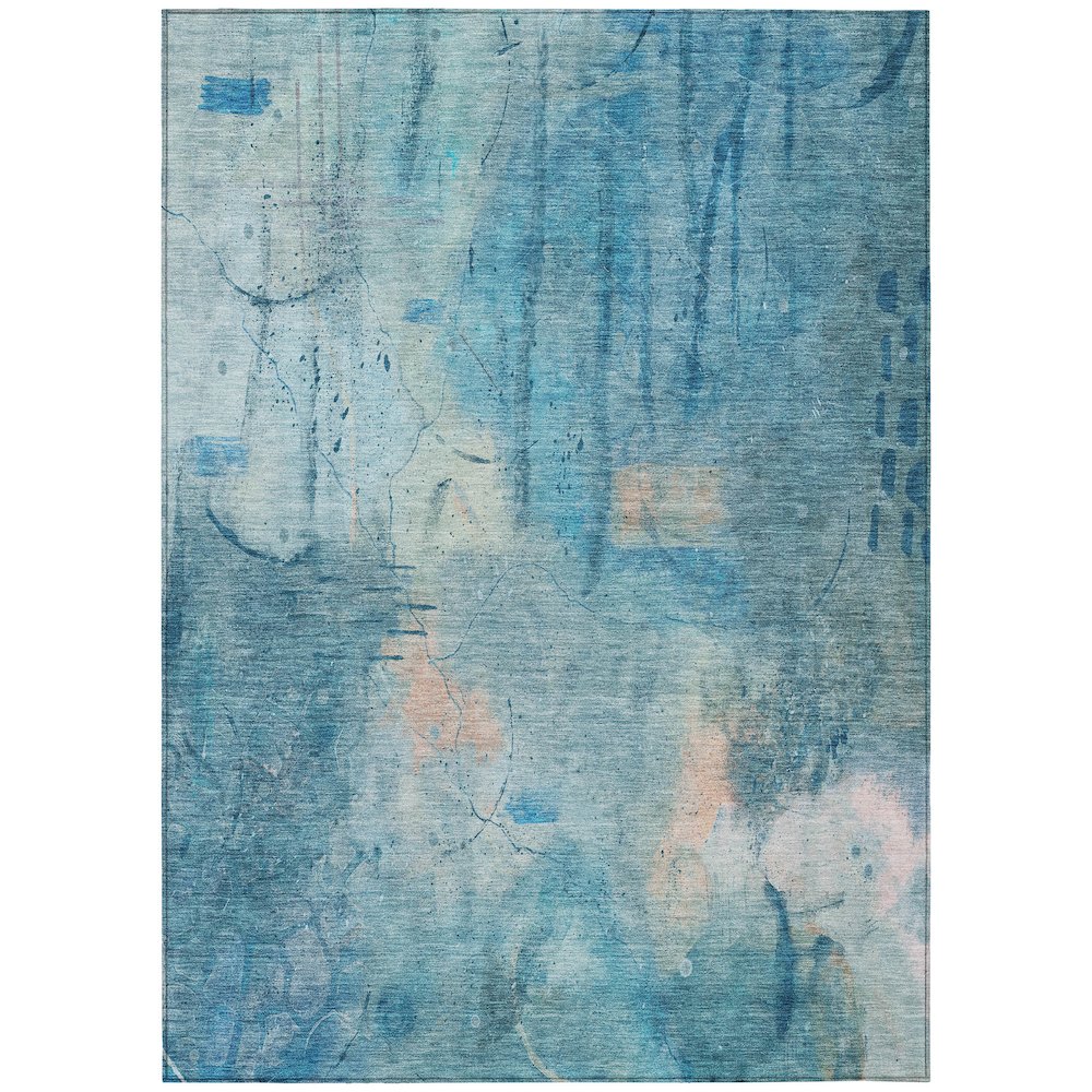 Machine Washable Indoor/Outdoor Chantille ACN2032 Blue 5' x 7'6" Rug