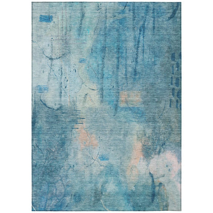 Machine Washable Indoor/Outdoor Chantille ACN2032 Blue 5' x 7'6" Rug