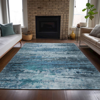 Machine Washable Indoor/Outdoor Chantille ACN2034 Blue 5' x 7'6" Rug