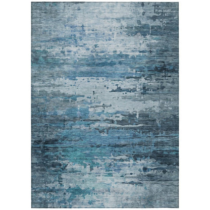 Machine Washable Indoor/Outdoor Chantille ACN2034 Blue 5' x 7'6" Rug