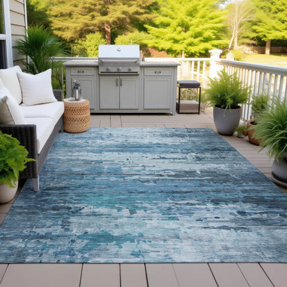Machine Washable Indoor/Outdoor Chantille ACN2034 Blue 5' x 7'6" Rug