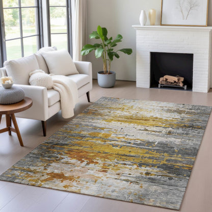 Machine Washable Indoor/Outdoor Chantille ACN2034 Copper 5' x 7'6" Rug