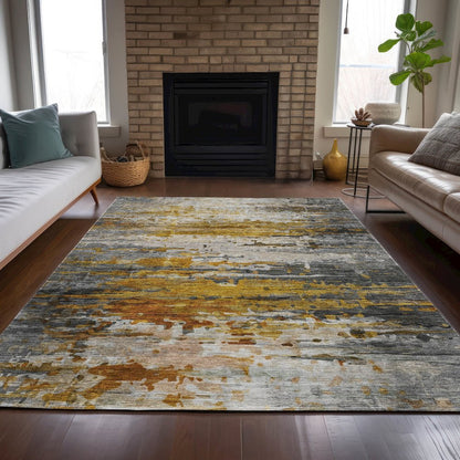 Machine Washable Indoor/Outdoor Chantille ACN2034 Copper 5' x 7'6" Rug