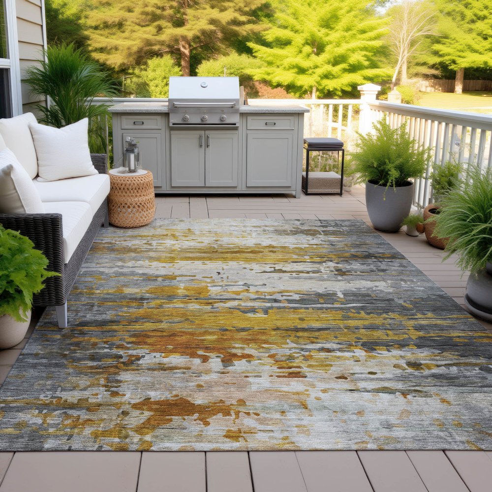 Machine Washable Indoor/Outdoor Chantille ACN2034 Copper 5' x 7'6" Rug
