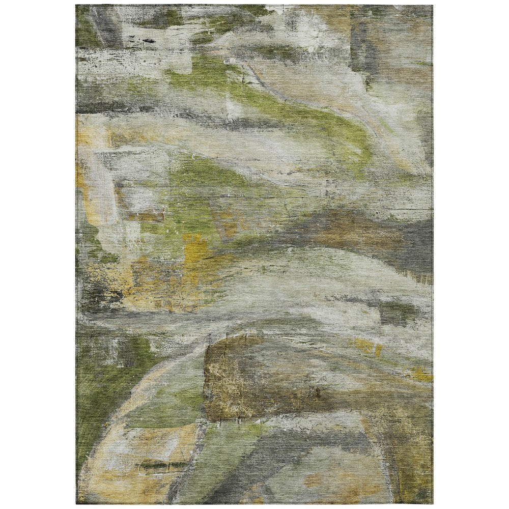 Machine Washable Indoor/Outdoor Chantille ACN2039 Olive 5' x 7'6" Rug