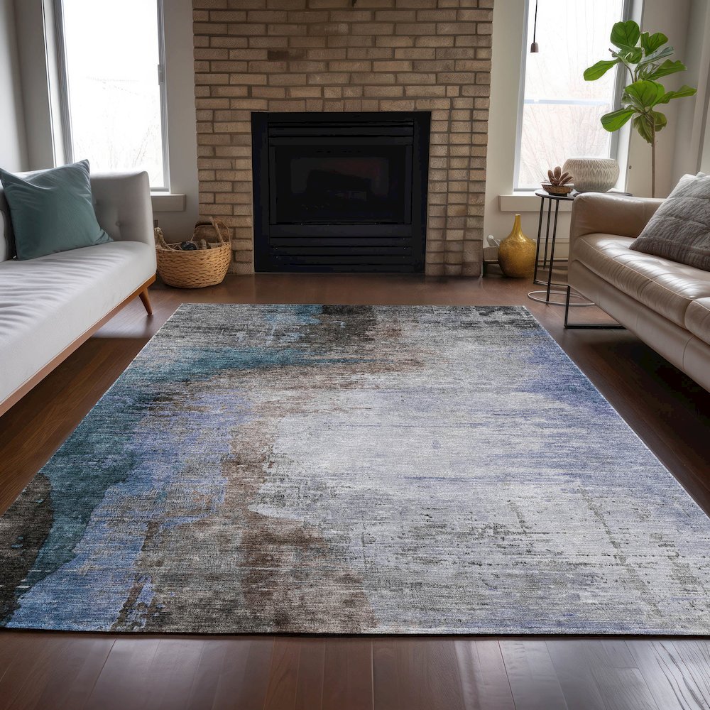 Machine Washable Indoor/Outdoor Chantille ACN2041 Brown 5' x 7'6" Rug