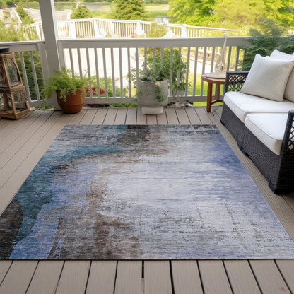 Machine Washable Indoor/Outdoor Chantille ACN2041 Brown 5' x 7'6" Rug