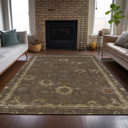 Machine Washable Indoor/Outdoor Chantille ACN2045 Chocolate 5' x 7'6" Rug