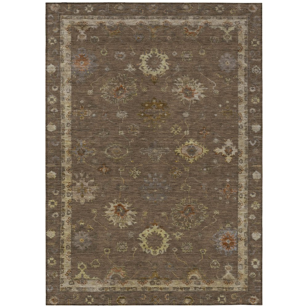Machine Washable Indoor/Outdoor Chantille ACN2045 Chocolate 5' x 7'6" Rug