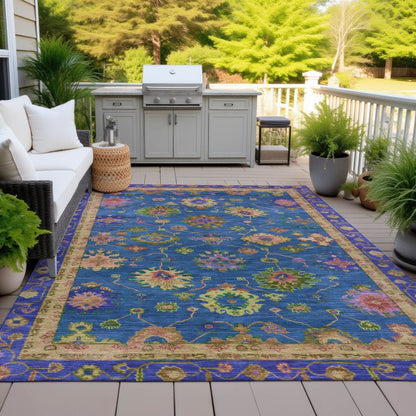 Machine Washable Indoor/Outdoor Chantille ACN2046 Blue 5' x 7'6" Rug