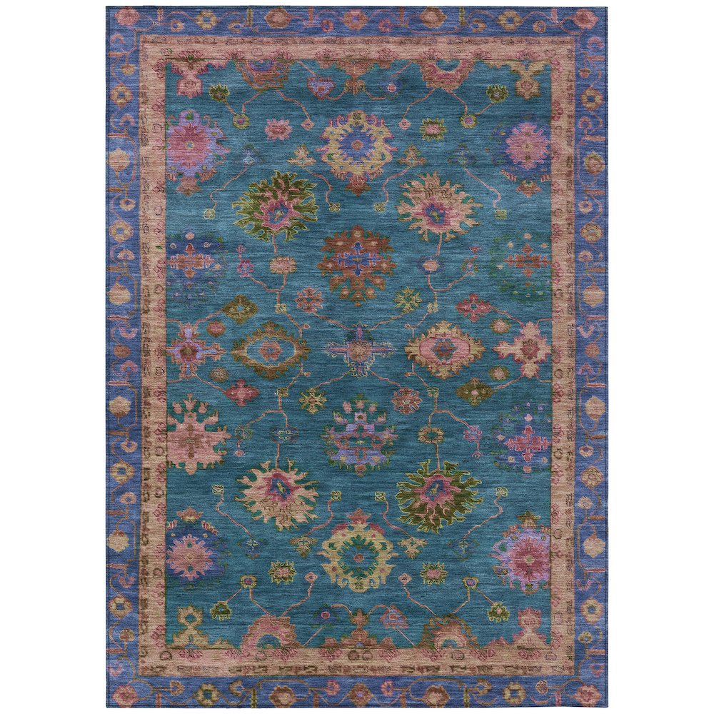 Machine Washable Indoor/Outdoor Chantille ACN2046 Teal 5' x 7'6" Rug