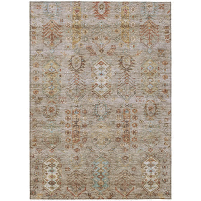 Machine Washable Indoor/Outdoor Chantille ACN2047 Beige 5' x 7'6" Rug