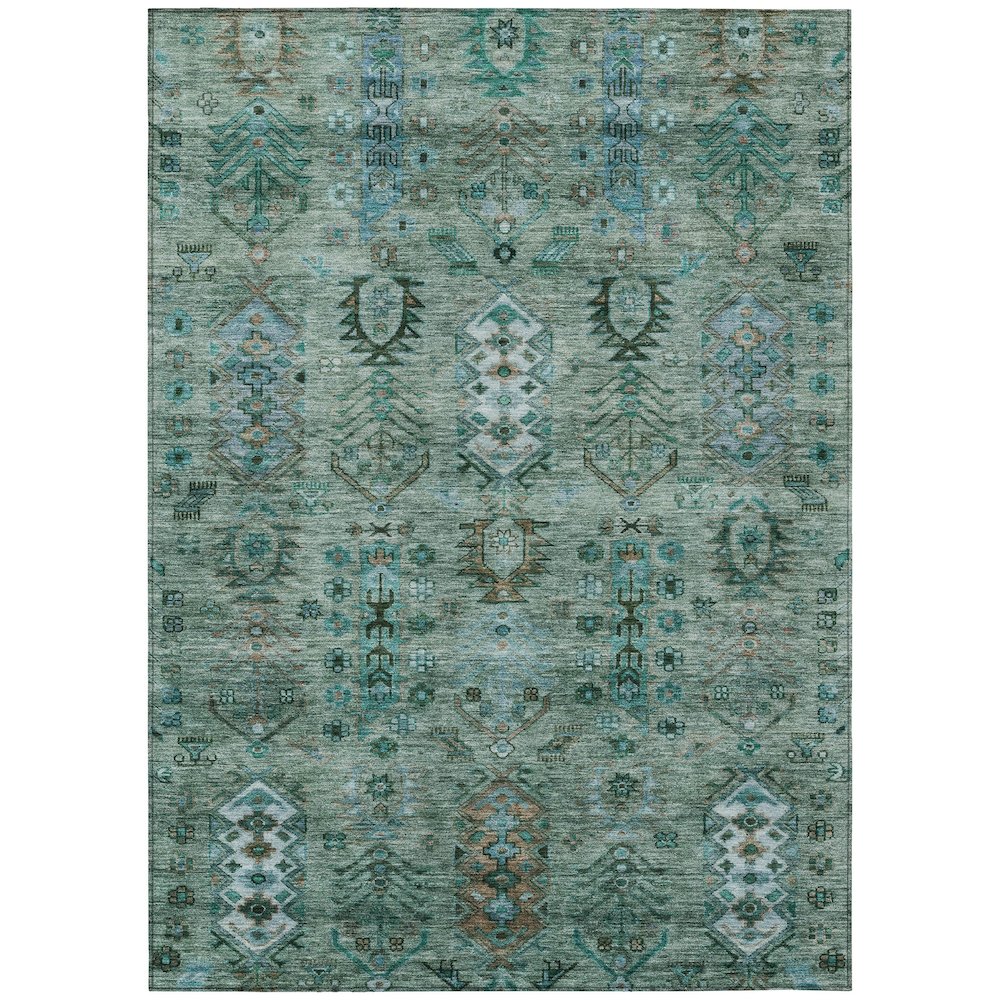 Machine Washable Indoor/Outdoor Chantille ACN2047 Green 5' x 7'6" Rug