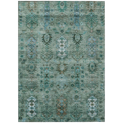 Machine Washable Indoor/Outdoor Chantille ACN2047 Green 5' x 7'6" Rug