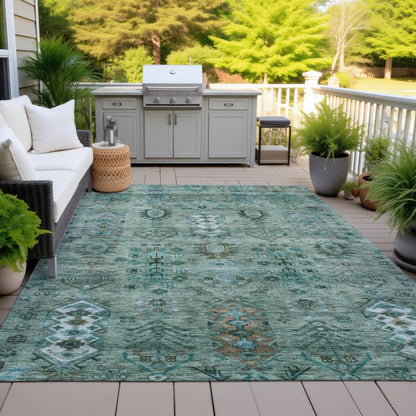 Machine Washable Indoor/Outdoor Chantille ACN2047 Green 5' x 7'6" Rug