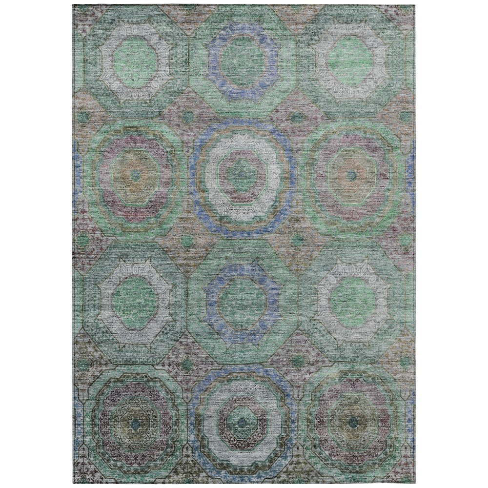Machine Washable Indoor/Outdoor Chantille ACN2049 Green 5' x 7'6" Rug