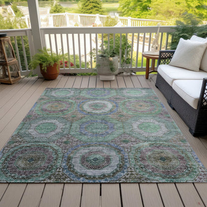 Machine Washable Indoor/Outdoor Chantille ACN2049 Green 5' x 7'6" Rug