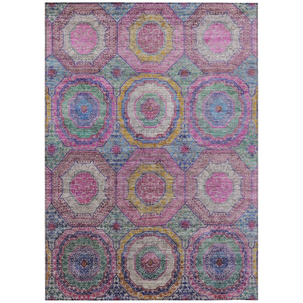Machine Washable Indoor/Outdoor Chantille ACN2049 Pink 5' x 7'6" Rug