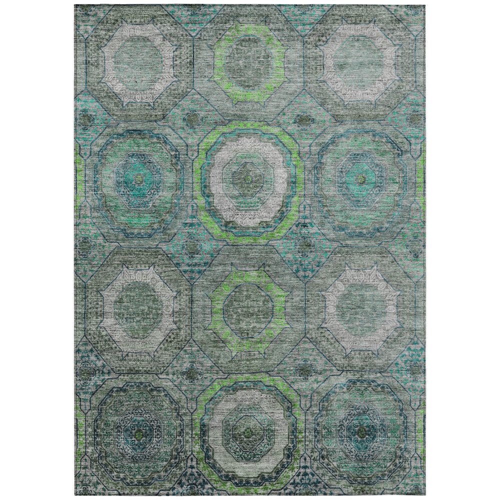 Machine Washable Indoor/Outdoor Chantille ACN2050 Teal 5' x 7'6" Rug