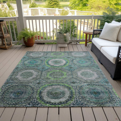 Machine Washable Indoor/Outdoor Chantille ACN2050 Teal 5' x 7'6" Rug