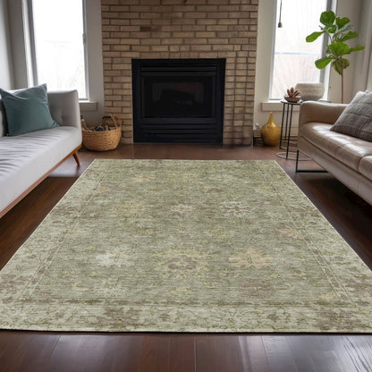 Machine Washable Indoor/Outdoor Chantille ACN2051 Sage 5' x 7'6" Rug