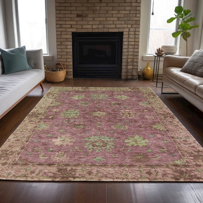 Machine Washable Indoor/Outdoor Chantille ACN2052 Pink 5' x 7'6" Rug