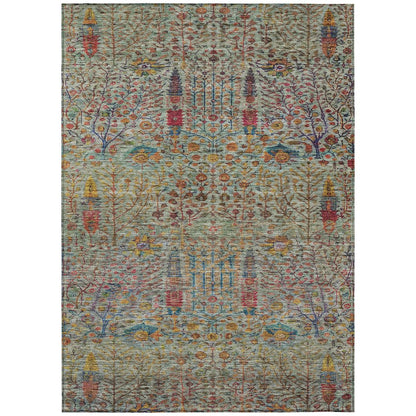 Machine Washable Indoor/Outdoor Chantille ACN2053 Green 5' x 7'6" Rug