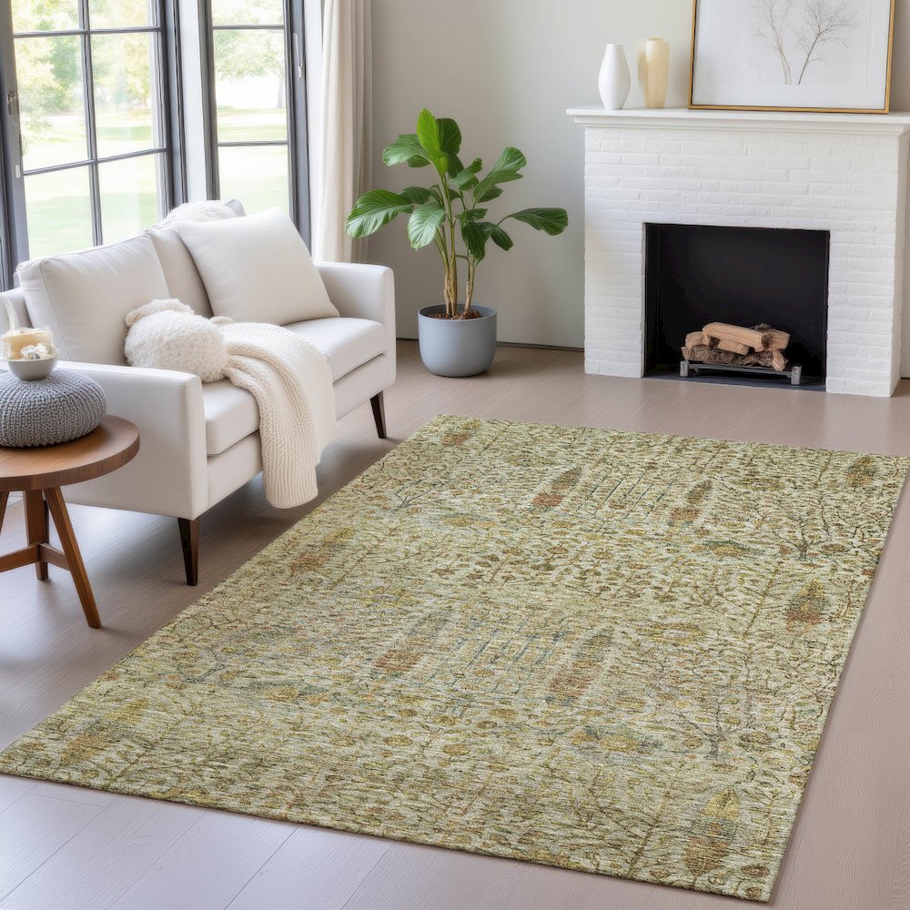 Machine Washable Indoor/Outdoor Chantille ACN2053 Wheat 5' x 7'6" Rug