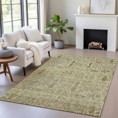 Machine Washable Indoor/Outdoor Chantille ACN2053 Wheat 5' x 7'6" Rug