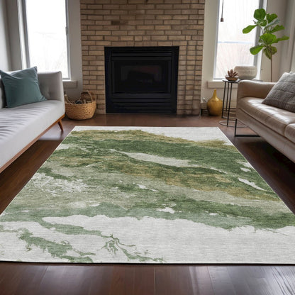Machine Washable Indoor/Outdoor Chantille ACN2054 Green 5' x 7'6" Rug