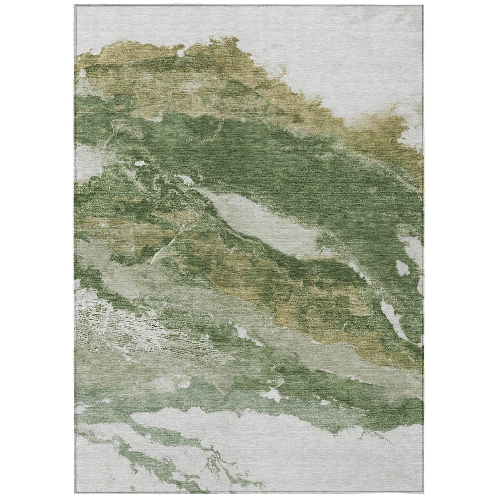 Machine Washable Indoor/Outdoor Chantille ACN2054 Green 5' x 7'6" Rug