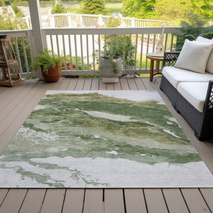 Machine Washable Indoor/Outdoor Chantille ACN2054 Green 5' x 7'6" Rug
