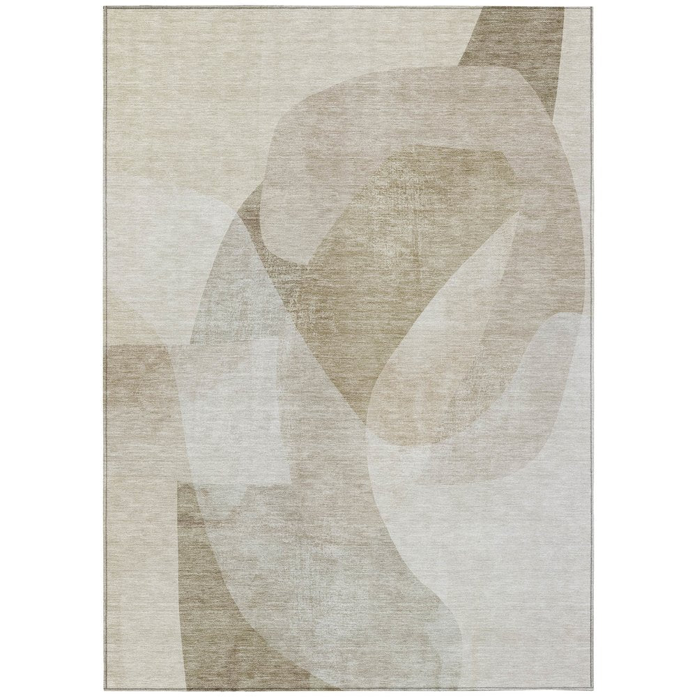 Machine Washable Indoor/Outdoor Chantille ACN2057 Beige 5' x 7'6" Rug