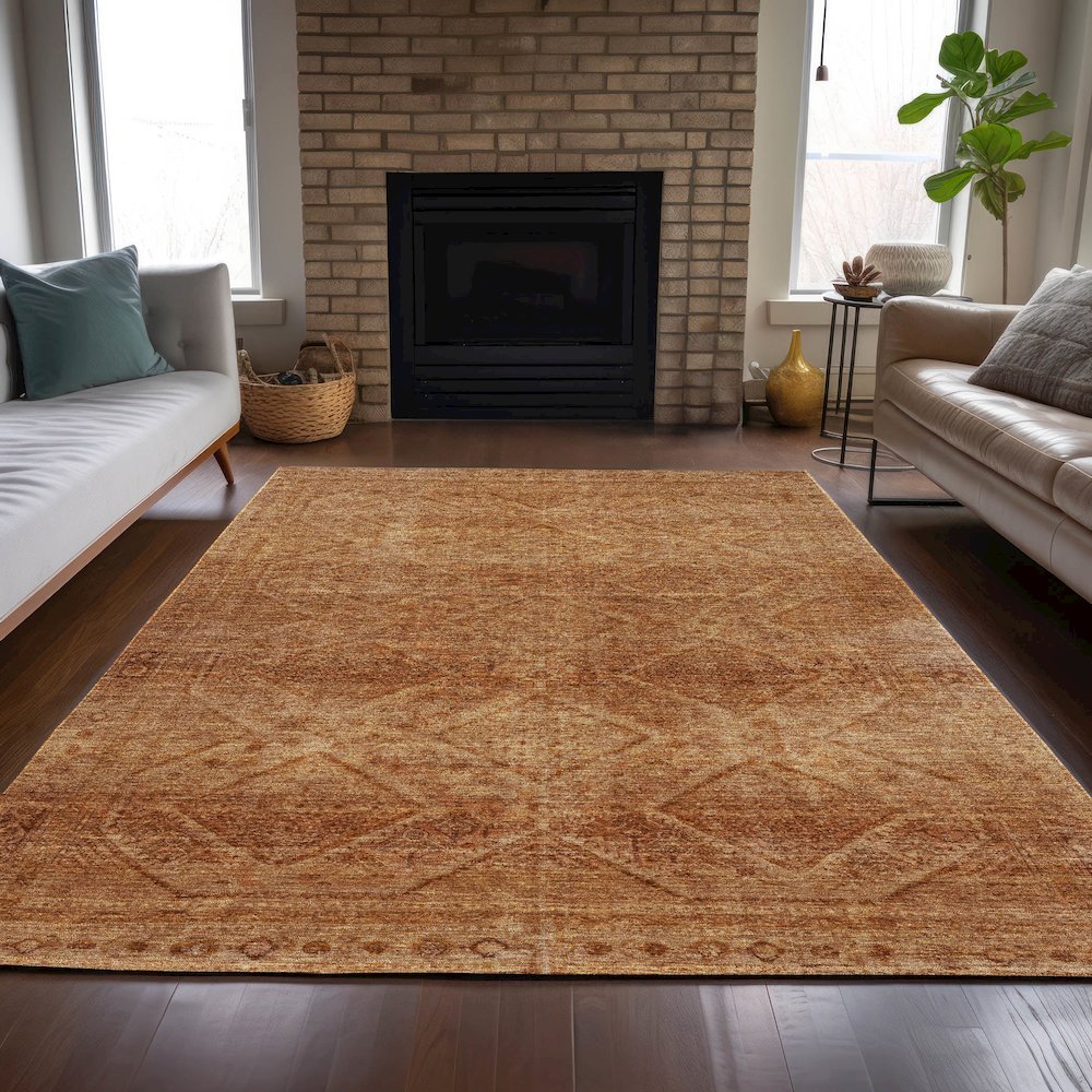 Machine Washable Indoor/Outdoor Chantille ACN2060 Copper 5' x 7'6" Rug