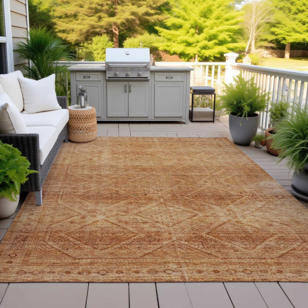 Machine Washable Indoor/Outdoor Chantille ACN2060 Copper 5' x 7'6" Rug