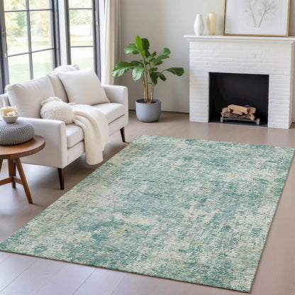 Machine Washable Indoor/Outdoor Chantille ACN2061 Teal 5' x 7'6" Rug