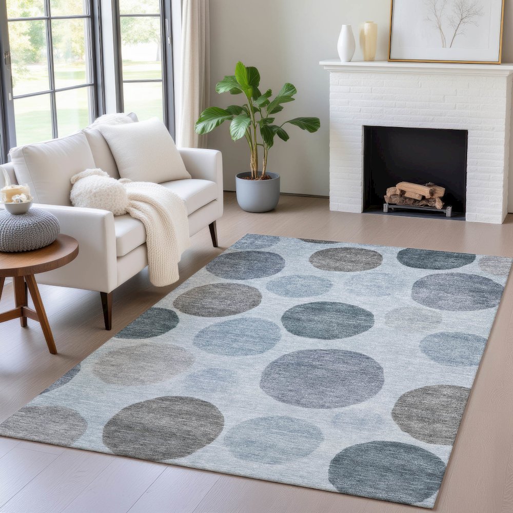 Machine Washable Indoor/Outdoor Chantille ACN2062 Blue 5' x 7'6" Rug