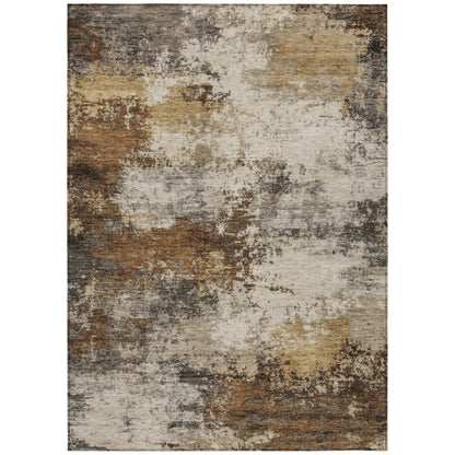 Machine Washable Indoor/Outdoor Chantille ACN2064 Brown 5' x 7'6" Rug