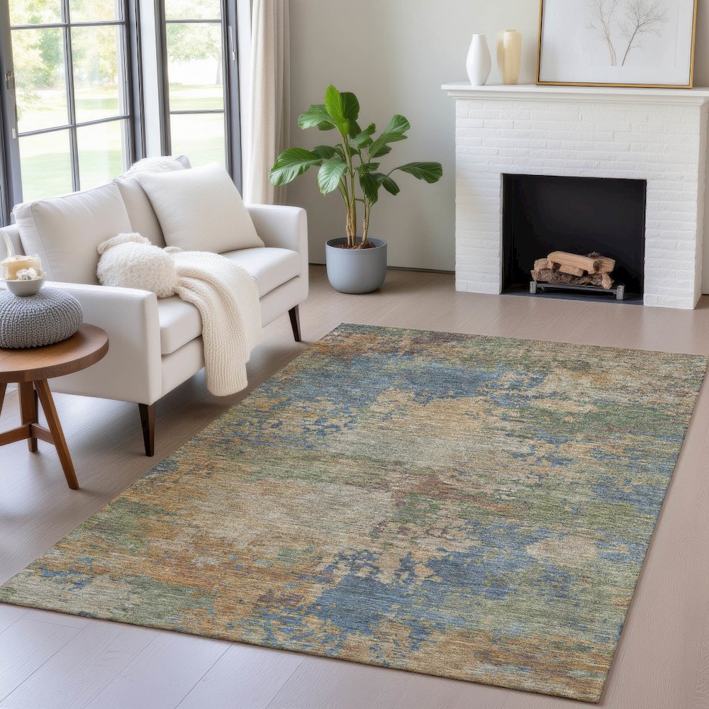 Machine Washable Indoor/Outdoor Chantille ACN2067 Denim 5' x 7'6" Rug