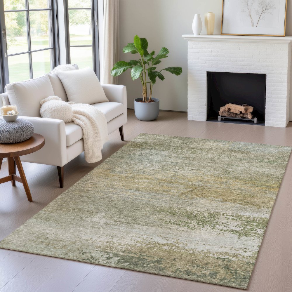 Machine Washable Indoor/Outdoor Chantille ACN2071 Beige 5' x 7'6" Rug