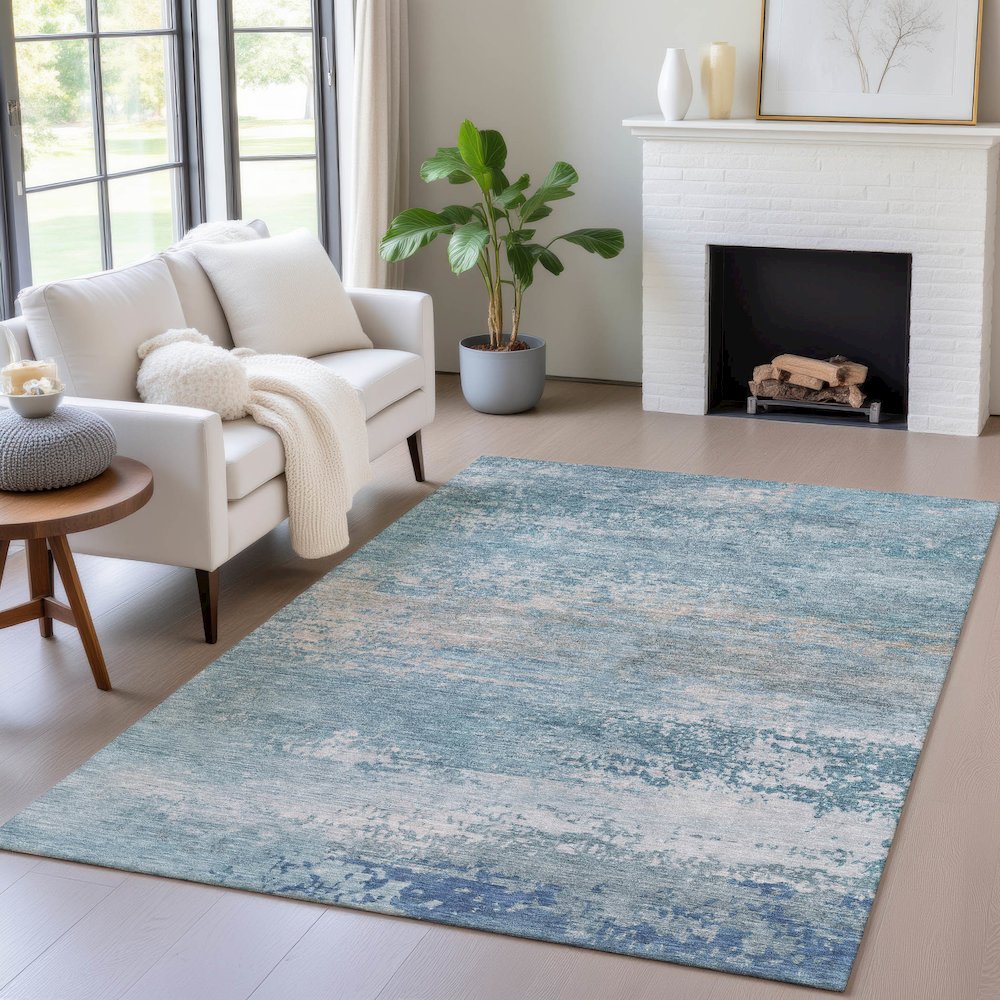 Machine Washable Indoor/Outdoor Chantille ACN2071 Sky 5' x 7'6" Rug